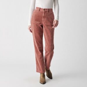 Faherty Corduroy Organic Cotton High Rise Straight Leg Pants In Brownie Size 26